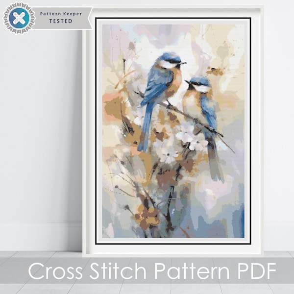 Watercolor Birds 3 Cross Stitch Pattern / Painted Birds Set PDF Cross Stitch Pattern Instant Download / Pattern Keeper & iBook file included