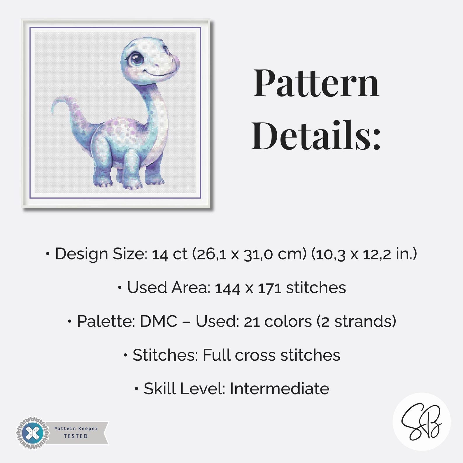 Bronatsaurus Chart Pattern Baby Brontosaurus Cross Stitch Pattern, Dinosaur Nursery Decor, Digital ...