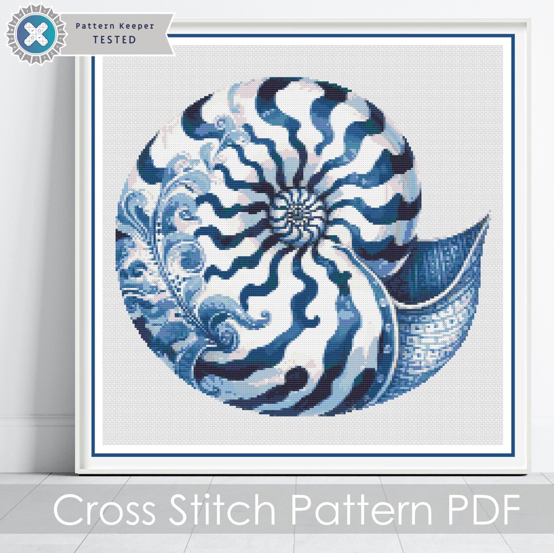 Delft Seashell Cross Stitch Pattern, Vintage Delft Cross Stitch Pattern ...