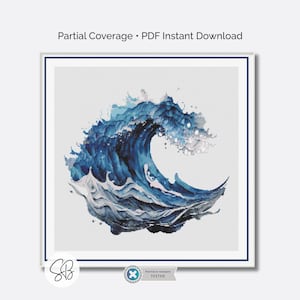 Ocean Wave-kruissteekpatroon, Ocean Lover Nautical Beach Waves Sea Embroidery, Floss-conversies