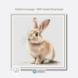 Schema punto croce coniglio, ricamo per cameretta dei bambini nel bosco, regalo per baby shower, download immediato, conversione filo interdentale