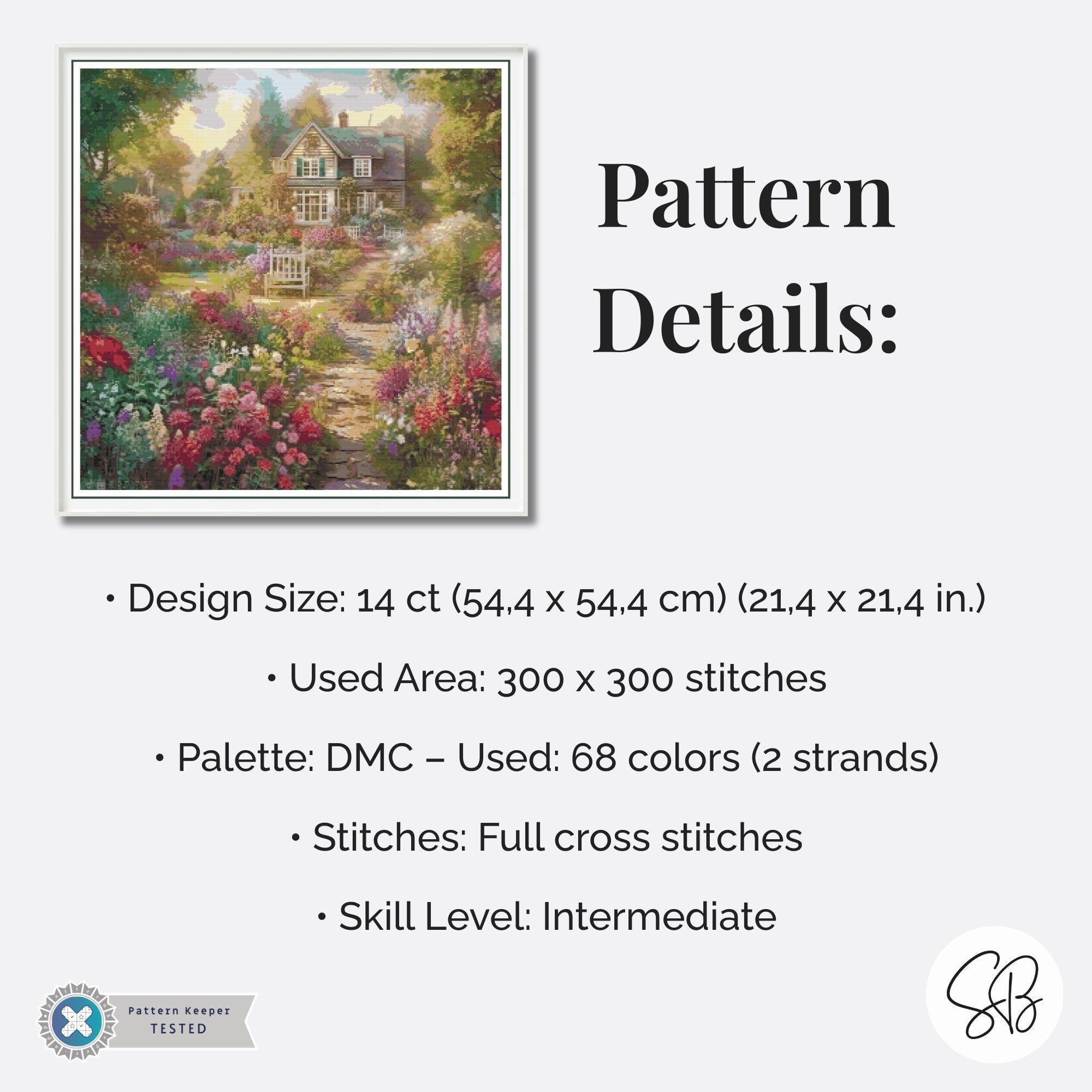 Country Flower Garden Cross Stitch Pattern, Floral Embroidery, Full ...