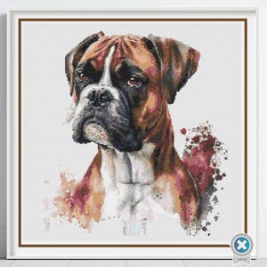 Boxer Dog Cross Stitch Pattern, Pet Lover Embroidery, Boxer Decor, Dog Lover Gift, Handmade Pet Art, Boxer Dog Craft, DIY Pet Portrait