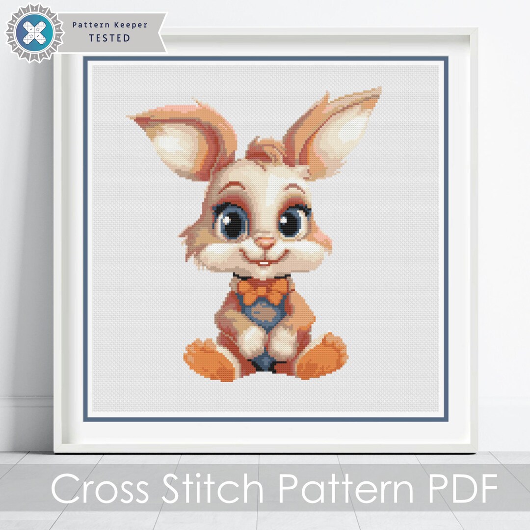Baby Rabbit Cross Stitch Pattern / Rabbit Kit Digital PDF Cross Stitch