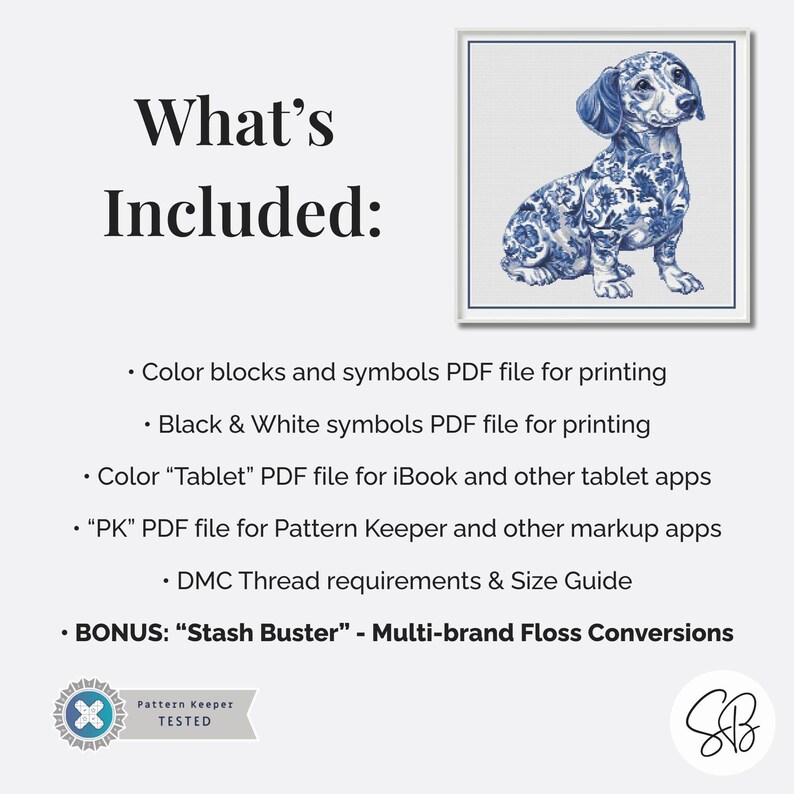 Delft Blue Dachshund Cross Stitch Pattern, Ceramic Doxie Weiner Dog ...