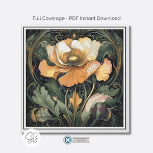 William Morris Gold Flower Cross Stitch Pattern, Art Nouveau Embroidery, PDF, PatternKeeper, Floss Conversions