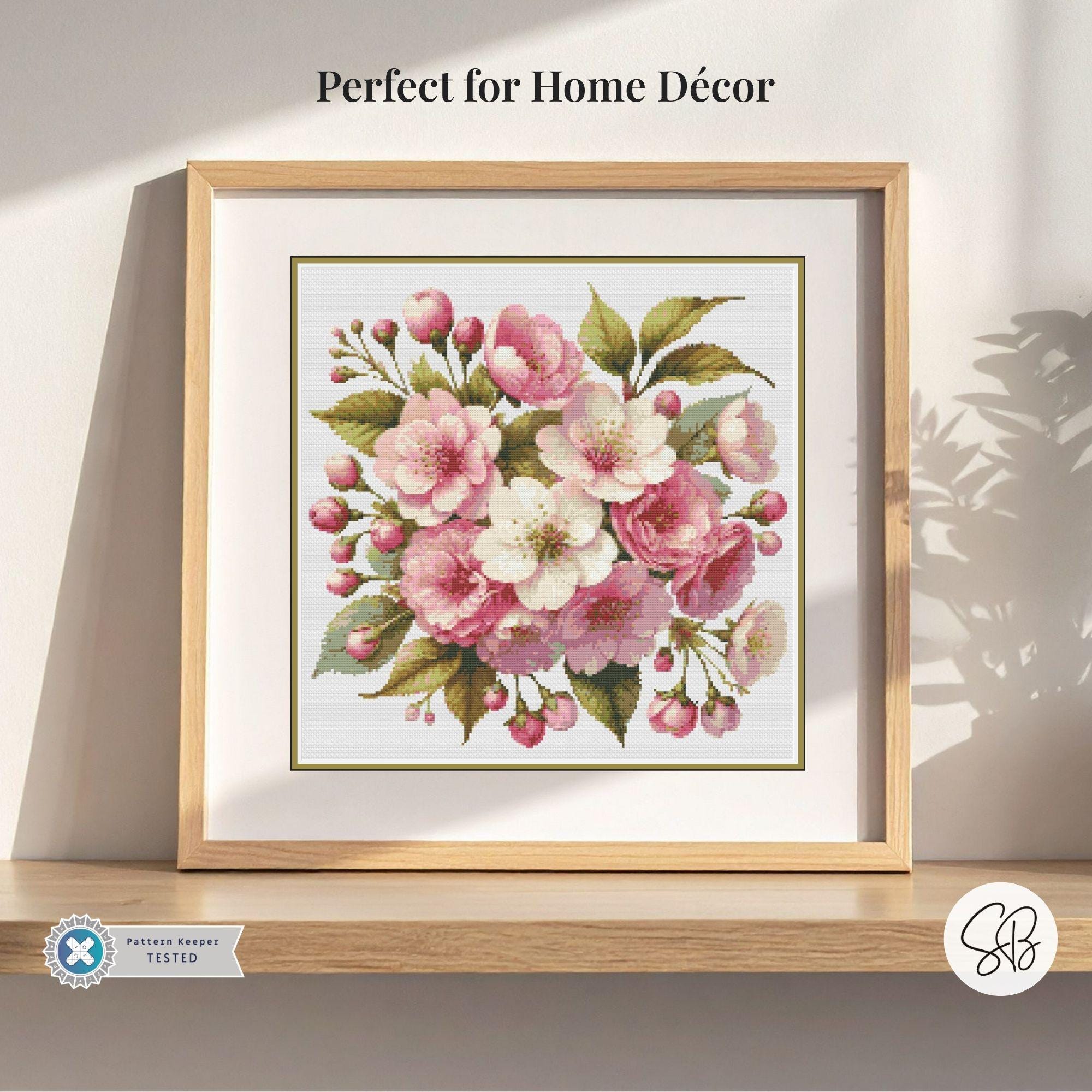 Cherry Blossom Cross Stitch Pattern, Floral Sakura Flowers Embroidery ...