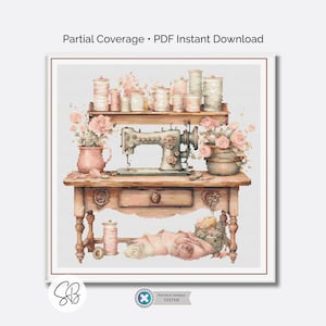 Machine à coudre vintage motif point de croix, téléchargement immédiat, Pattern Keeper, Conversion de fil dentaire