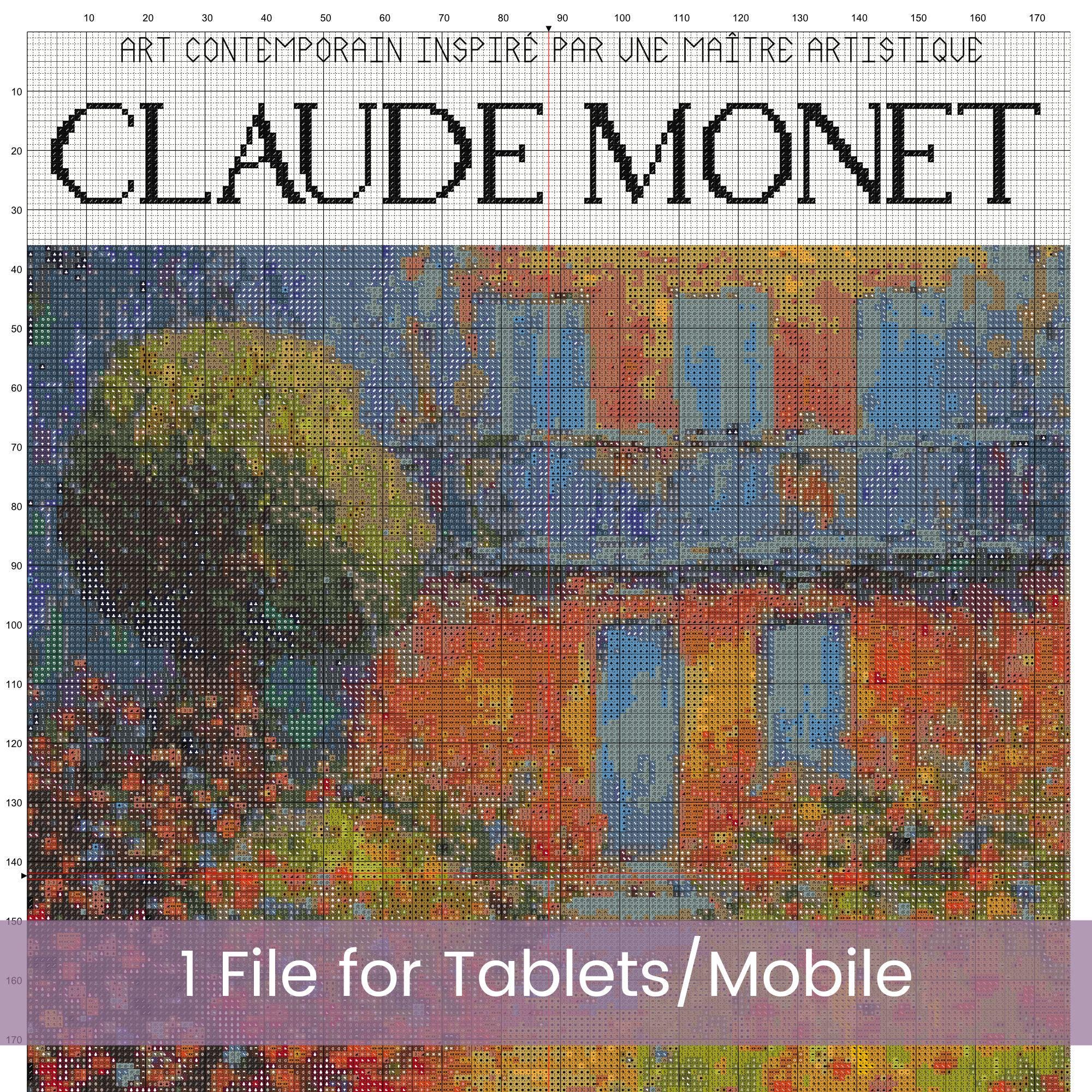 モネのクロスステッチパターン：印象派の風景画（PDFパターン） - Etsy