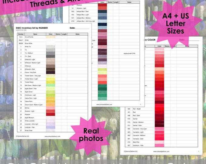 DMC Floss Embroidery Organization System | DMC Thread Charts PDF ...