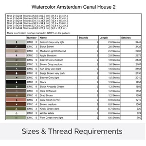 Amsterdam Canal House Cross Stitch Pattern, Dutch Architecture Art, Holland Watercolor Embroidery PDF
