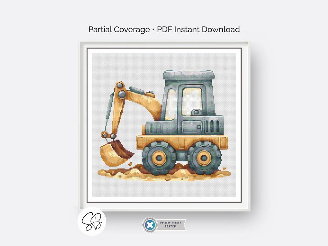 Digger Cross Stitch Pattern, Boys Nursery Room Construction Decor ...