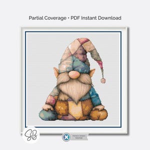 Patchwork kabouter kruissteekpatroon, land patchwork pdf direct downloaden, floss-conversies