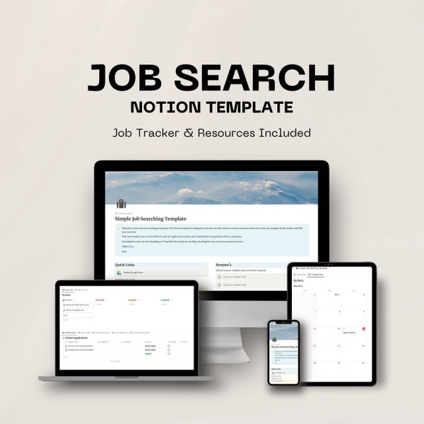 Job Search Dashboard Notion Template Etsy