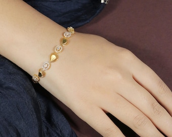 Leaf Pure 22k Yellow Gold Bracelet Jewelry, 22k916 gold bracelet  OS3884
