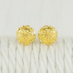 18k geelgouden designer kleine kleine oorstekers, handgemaakte 18k sieraden, OS3857