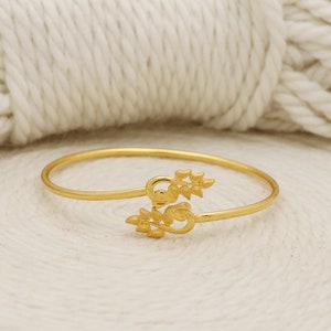 Dainty Flexible 22k Gold Women Bangle Bracelet Handmade Jewelry, Gift, Real Gold, handcrafted Wedding Gold Cuff Bangle, os1340