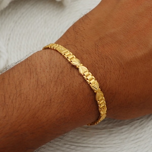 22k yellow gold chain bracelet handmade jewelry for gift, Indian gold 22kt jewelry