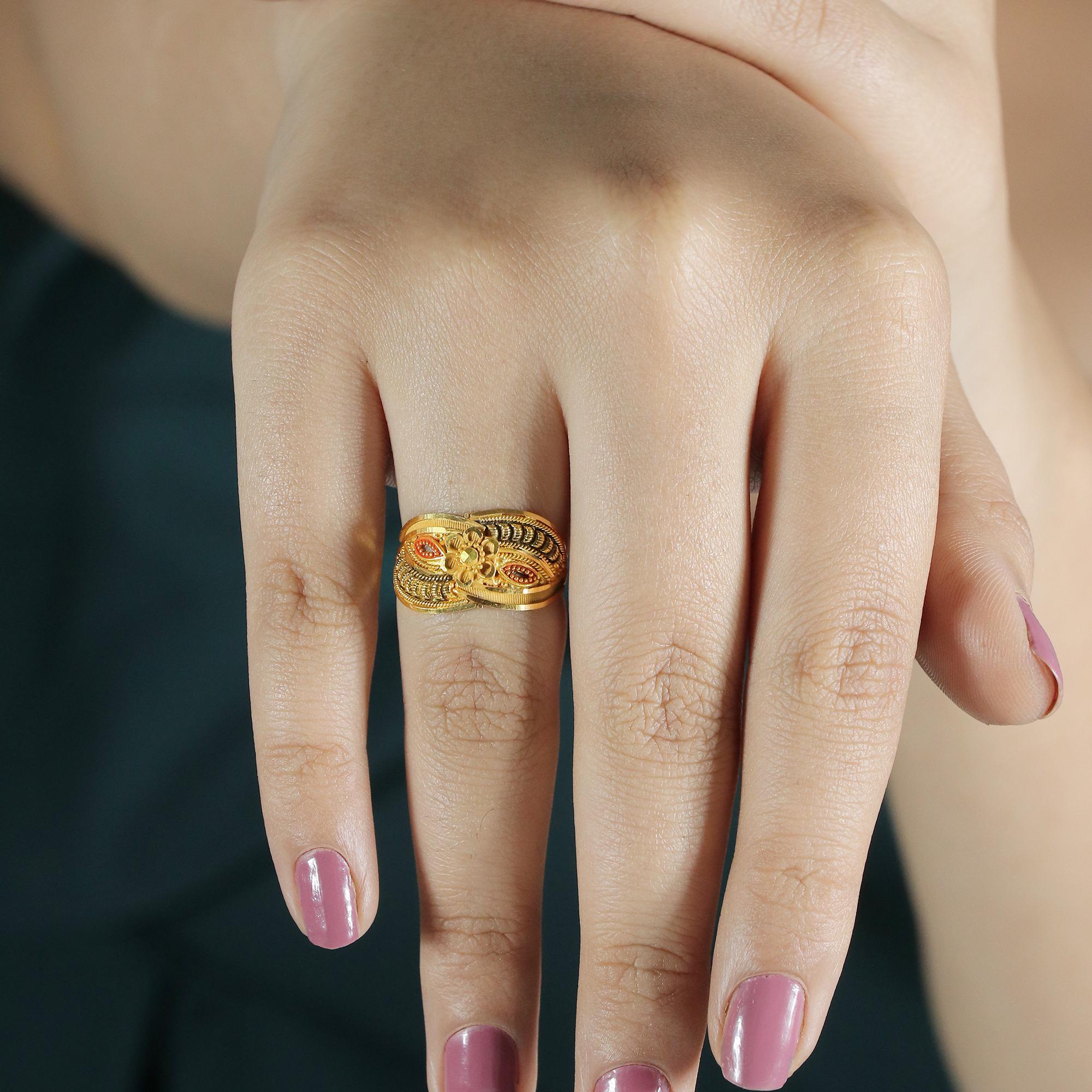Antique 22kt Gold Floral Filigree Ring, Indian Heritage Statement
