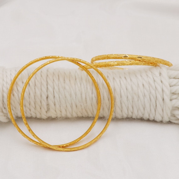 Pure 22k Gold Bangle Bracelet, Fine Gold Handmade Women