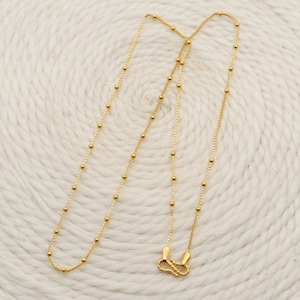 22k yellow gold chain necklace box and beads jewelry for gift, Indian gold 22kt jewels, os1009