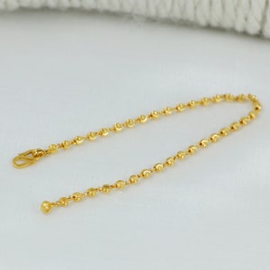 Bracelet chaîne en or jaune 22 carats, bijoux faits main pour femme Joli cadeau pour femme, bijoux indiens en or 22 carats, bijoux de mariage