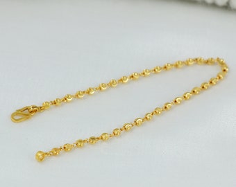 22k yellow gold chain bracelet handmade jewelry for women Pretty gift for  women, Indian gold 22kt jewelry, wedding jewelry