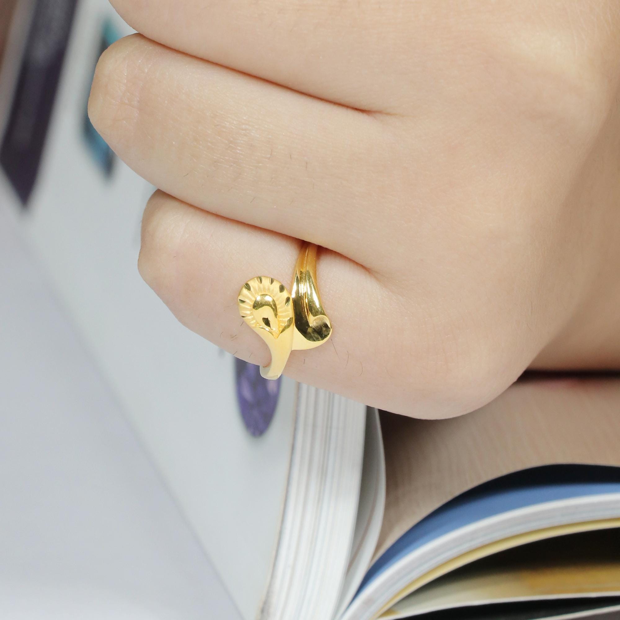 Designer 22k Yellow Gold Ring, Party Wear 22k Gold Jewelry 