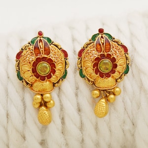22k Gelbgold Ohrstecker handgemachte Schmuck für Geschenk, indische solid Gold 22kt Juwelen, OS2133
