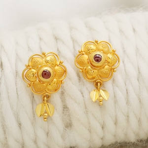 22k Gelbgold Ohrstecker handgemachte Schmuck für Geschenk, indische solid Gold 22kt Juwelen, OS2089