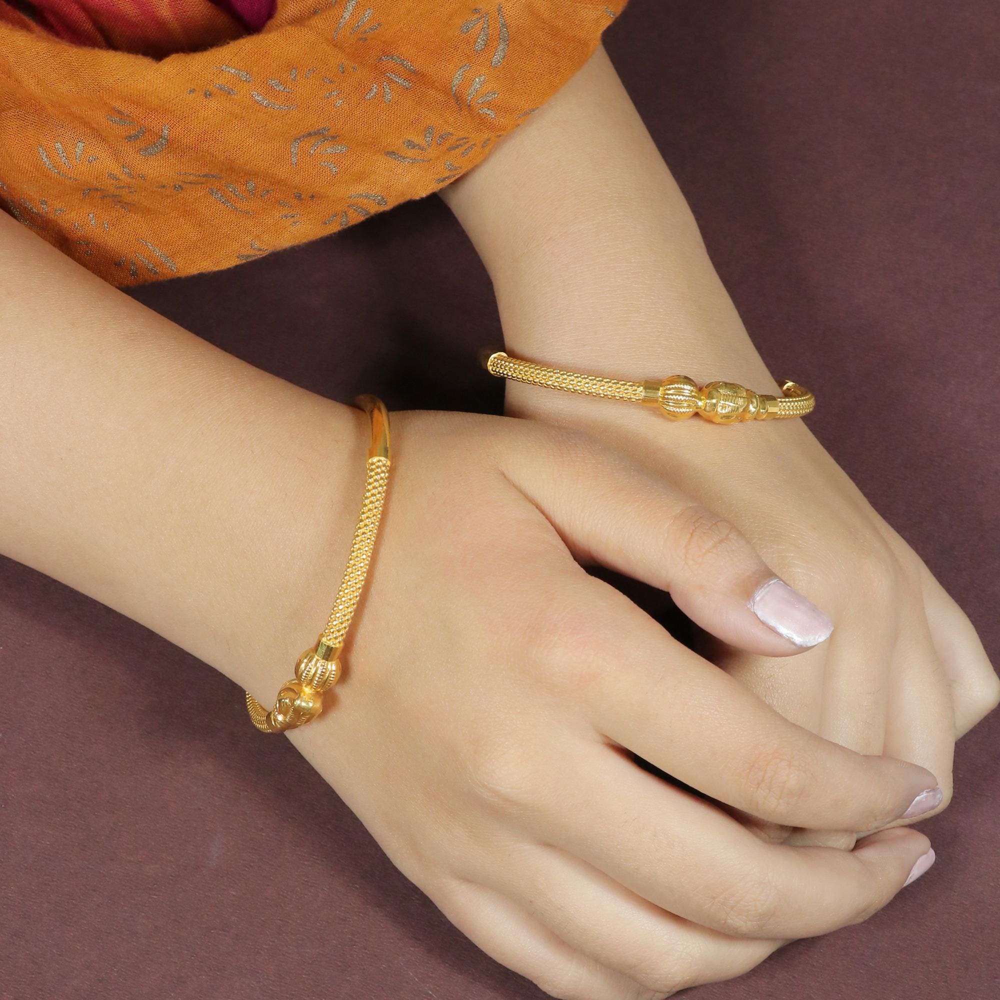 Well Crafted Handmade 22k Gold Cuff Bangle, Fine Designed Gold