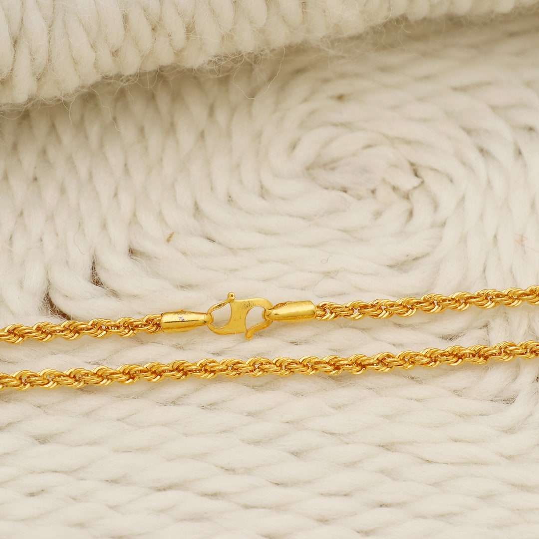 Rope Style 22k Yellow Gold Chain Necklace Jewelry for Gift, Indian Gold ...