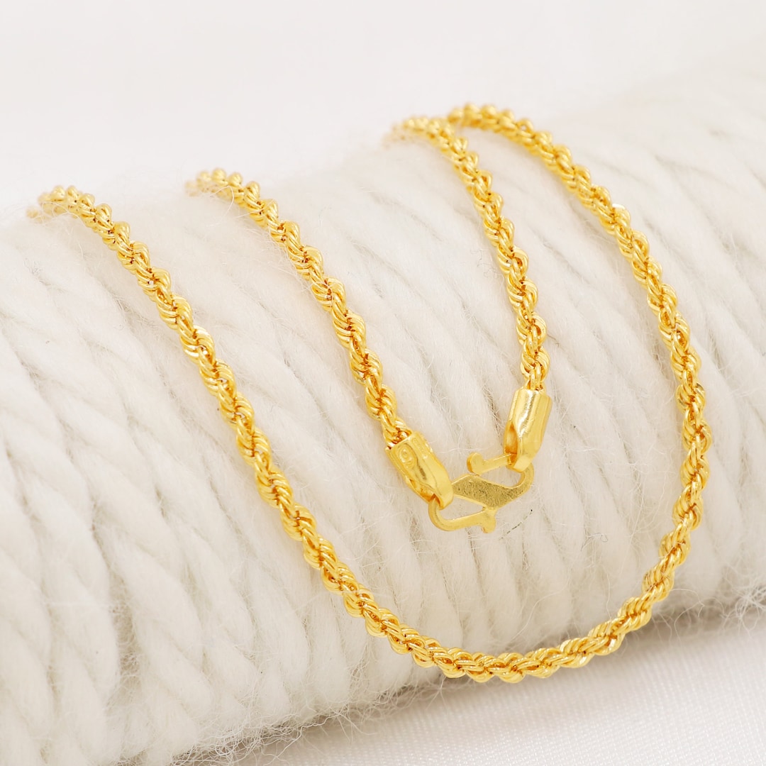 22k Yellow Gold Rope Chain Necklace Jewelry for Gift, Indian Gold 22kt ...
