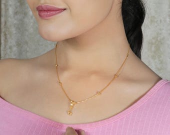 box style beads 22k yellow gold chain necklace jewelry for gift, Indian gold 22kt jewels, OOS1527