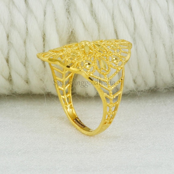 22k Gold Ring, Handmade Jewelry, Indian, Stylish Handcrafted Gold