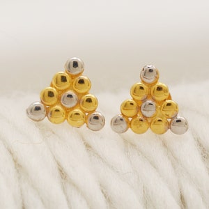 18k yellow gold dangle stud earrings handmade jewelry for gift, Indian solid gold 18kt jewels, OS2202