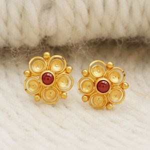 22k Gelbgold Ohrstecker handgemachte Schmuck für Geschenk, indische solid Gold 22kt Juwelen, OS2064