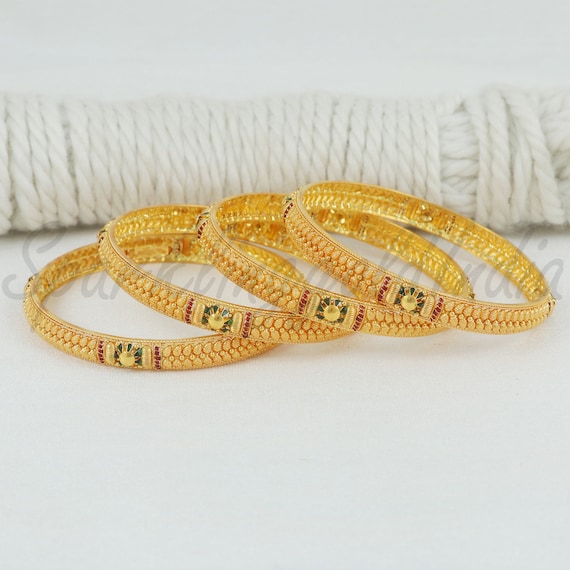22kt Gold Bangle Bracelet, Designer 22k916 Hallmark Bangle - Etsy