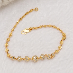 22k 916 yellow gold Stylish chain bracelet handmade jewelry for women, Indian gold 22kt jewelry, wedding jewelry OS2631