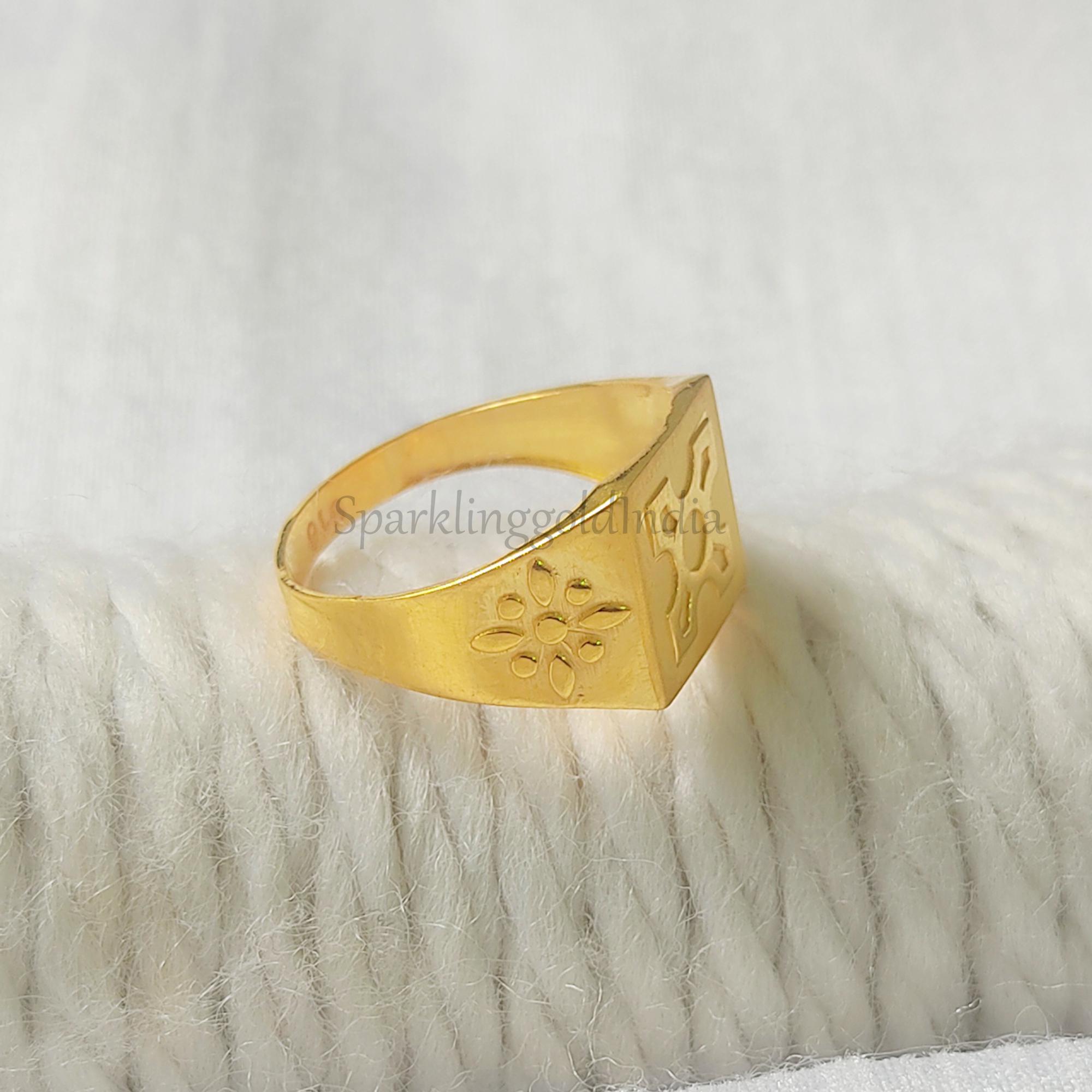 Prime 22kt Yellow Gold Men's Signet Ring, Bold Geometric Cross
