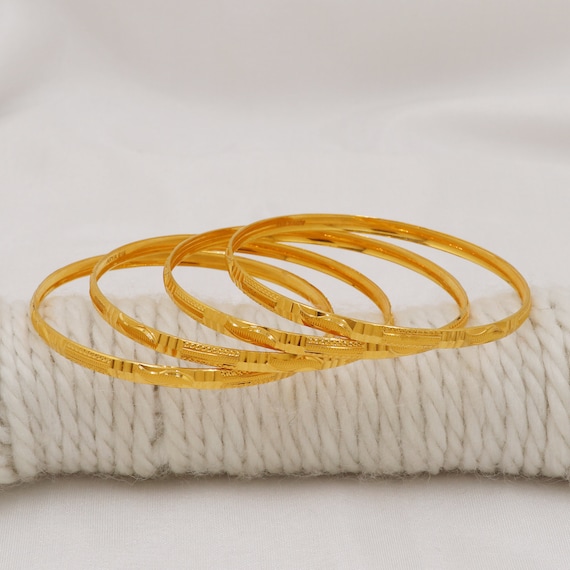 22k Gold Bangle Bracelet, Fine Gold Handmade Women Jewelry