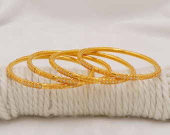 22k Gold Bangle Bracelet, Fine Gold Handmade Women Jewelry, Indian