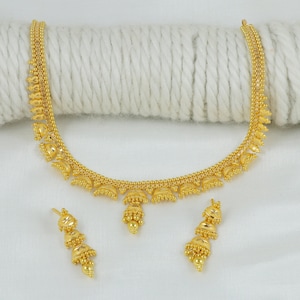22kt wedding indian necklace set with earring , handmade vintage necklace set , gift for her, best for occasion OS3045