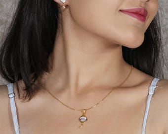 Moissaniet 3-delige sets, mooi ontwerp in 22 kt goud, alleen set oorbellen hanger, OS3668