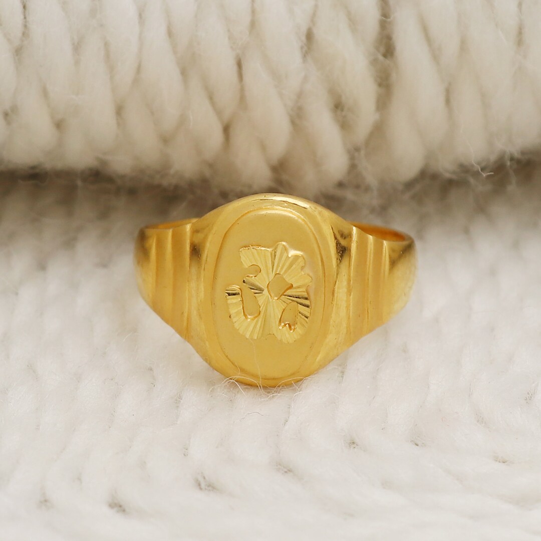 Fine Gold Rings Well Workmanship Om Designed Ring, 22k Fine Gold Ring, Handcrafted Gold ...