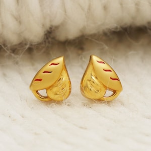 22k Gelbgold Ohrstecker handgemachte Schmuck für Geschenk, indische solid Gold 22kt Juwelen, OS2062