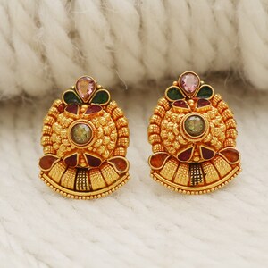 22k Gelbgold Ohrstecker handgemachte Schmuck für Geschenk, indische solid Gold 22kt Juwelen, OS2125