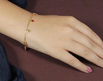 Pulseira de berloques de design requintado, joia artesanal em ouro 22k, OOS2179