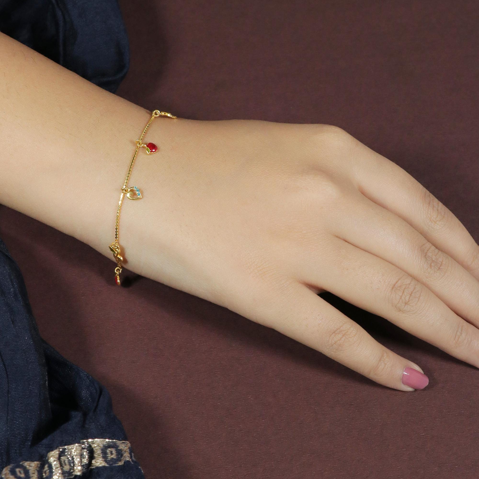 Fine Crafted Designer Charms Bracelet, 22k Gold Handcrafted