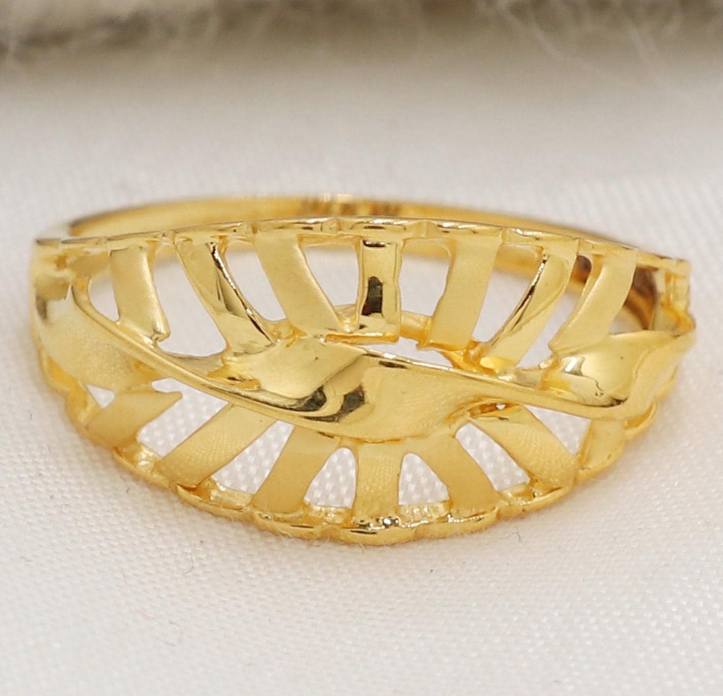 22k Gold Ring, Indian Handmade Jewelry, Women's Real Jewelry